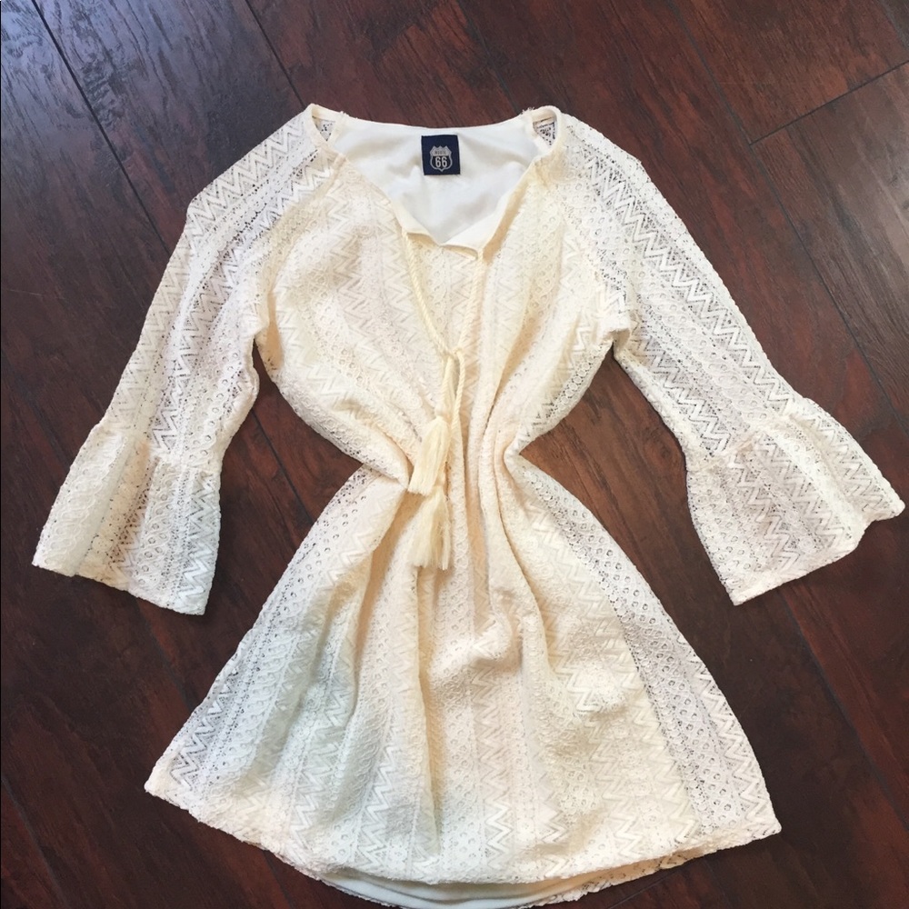 Girls Cream Lace Summer Dress